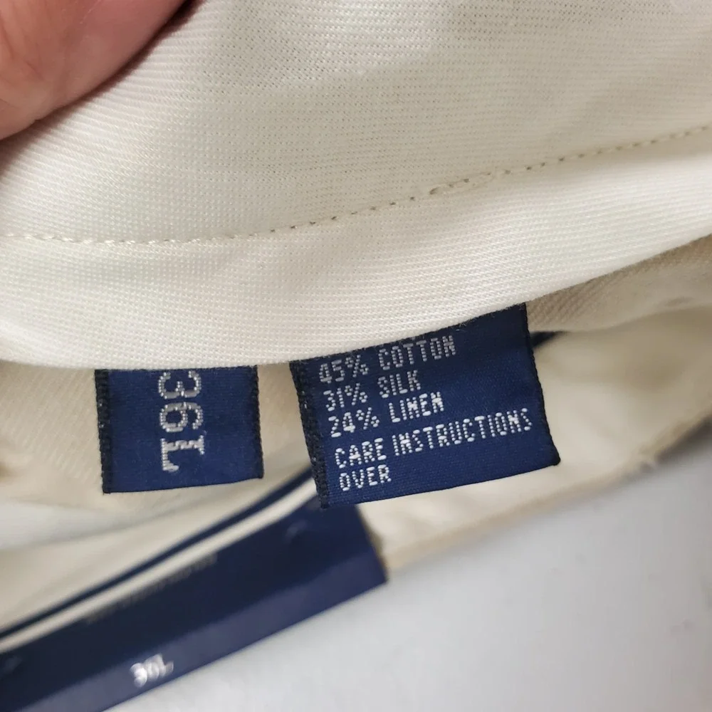 Polo Golf Ralph Lauren Mens Chino Pants Size 36L Cotton Silk Linen Pleated
